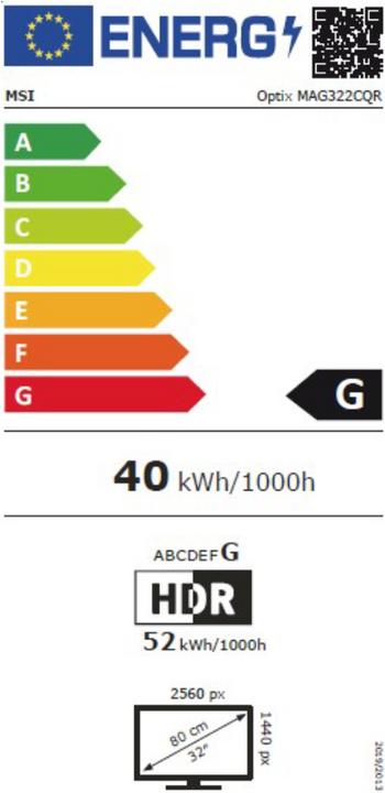 Label énergétique MSI Optix MAG322CQR-002 (2560 x 1440 pixels)