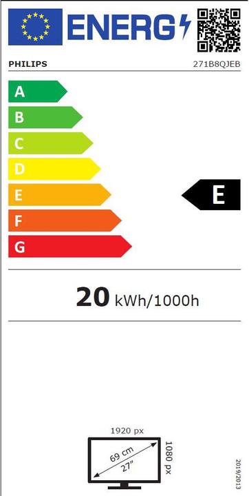 Energie-Label Philips 271b8qjeb/00 (1920 x 1080 Pixel, 27")
