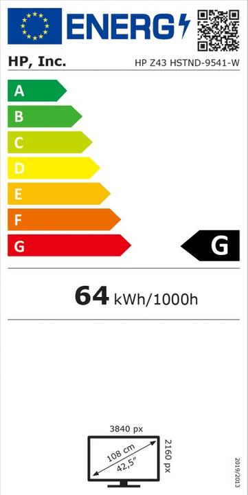 Energy Label HP Z43 (3840 x 2160 Pixels, 43")