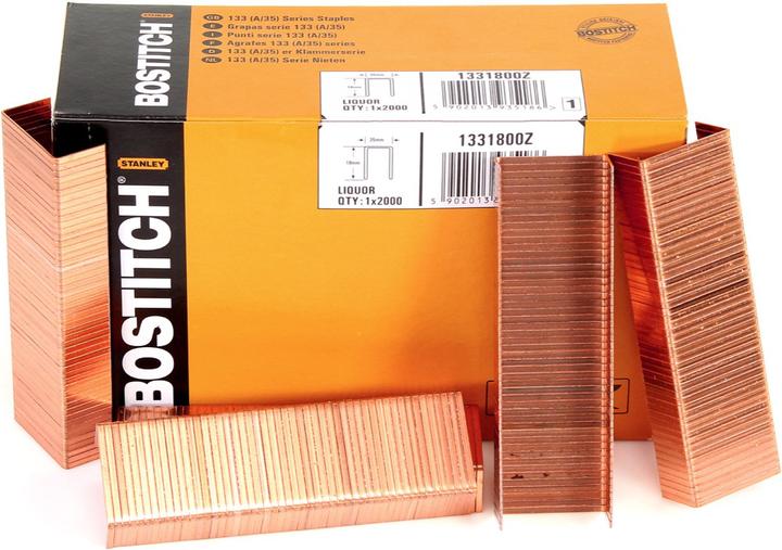 Produktbild Bostitch Karton Klammern 18 mm Liquor 2000 Stk. für DSA-3522-E / DS-3519-E / DSA-3519-E / DSA3522-E (2000 x)