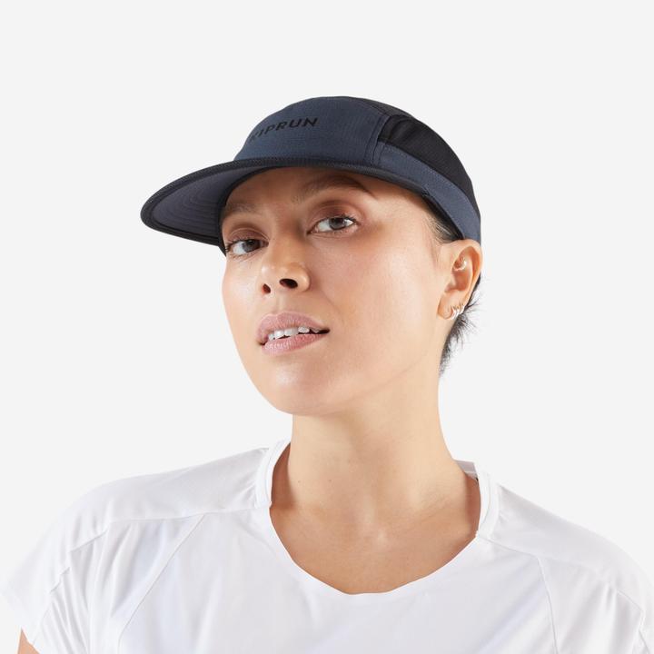 Kiprun Lauf-Cap Schirmmütze 5 Panel - schwarz/grau