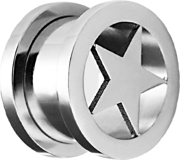 Produktbild Star Piercing Flesh Tunnel silber mit Stern (ohne Messing, Chirurgenstahl 316L)