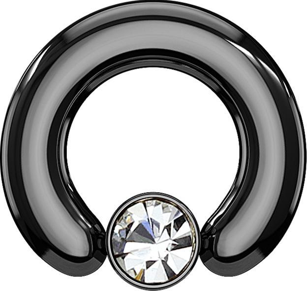 Produktbild Star Piercing Closure Ring schwarz Scheibe Kristall silber (Chirurgenstahl 316L, ohne Messing)