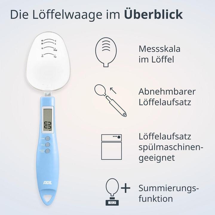 Produktbild ADE Löffelwaage Eni digital Blau, Bedienungsart