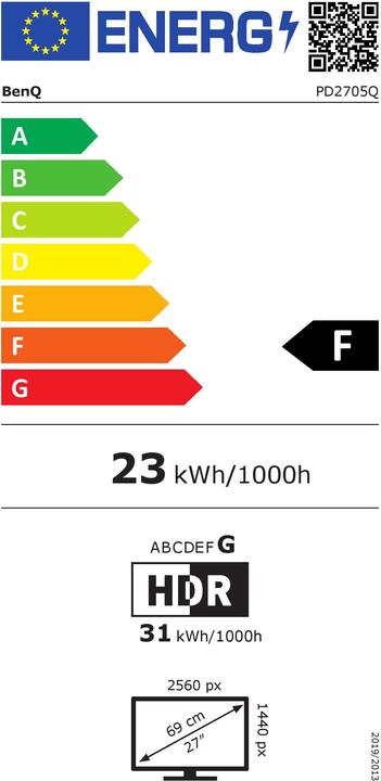 Energy Label BenQ PD2705Q (2560 x 1440 pixels, 27")
