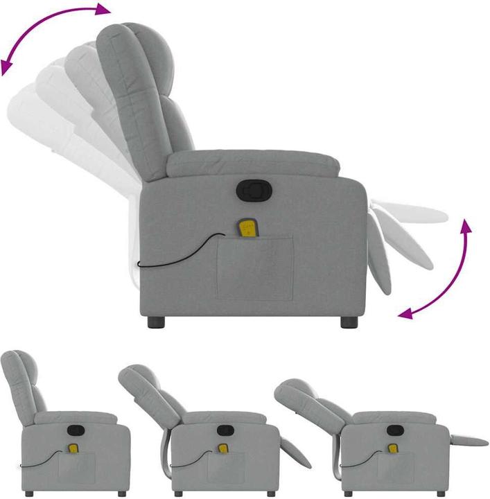 Produktbild VidaXL Massagesessel Hellgrau Stoff,Farbe: Hellgrau,Material: Stoff