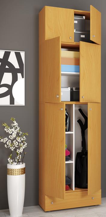 Actual product image VCM Holz Besen Putzschrank Lona mit Drehtüren Schublade Aufsatz (70 x 39 cm)