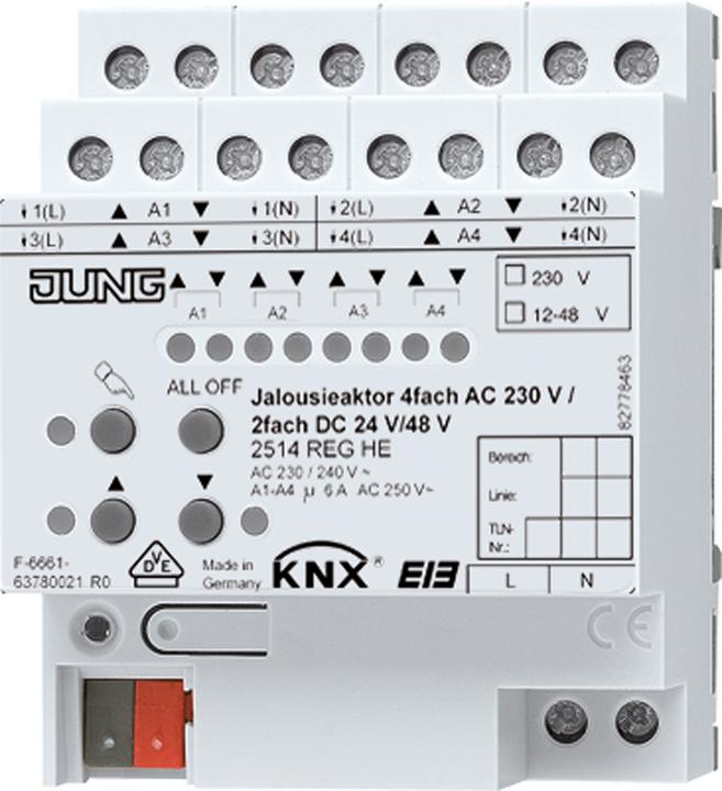 JUNG Sortie store KNX REG 4f 6A Commande manuelle 2514REGHE (Actionneur de chauffage)