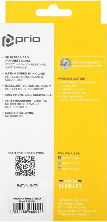 Actual product image prio 3D armoured glass (1 Piece, Apple iPhone 13 mini)