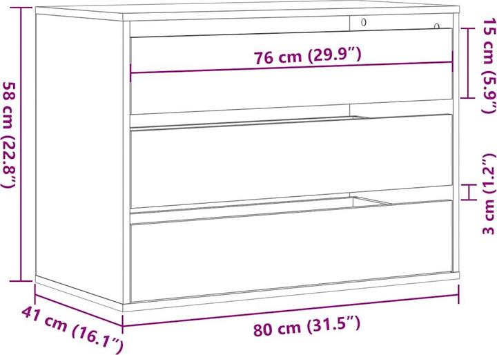 Produktbild VidaXL Kommode (80 x 41 x 58 cm)
