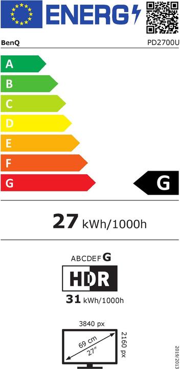 Energie-Label BenQ PD2700U (3840 x 2160 Pixel, 27")