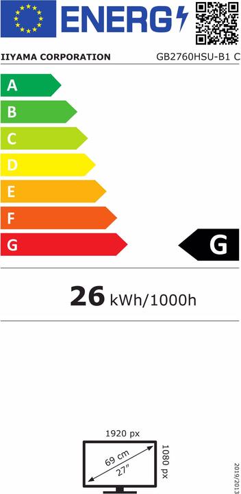 Energie-Label iiyama G-Master GB2760HSU-B1 (1920 x 1080 Pixel, 27")