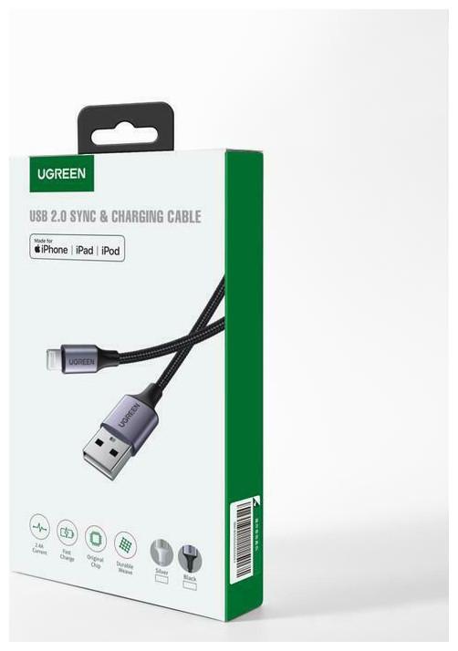 Produktbild Ugreen Lightning USB Nylon Alu MFi (1 m, USB 2.0)