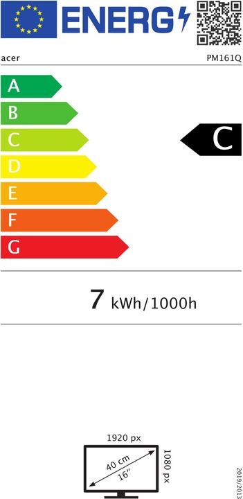 Energie-Label Acer PM161Qbu (1920 x 1080 Pixel, 15.60")
