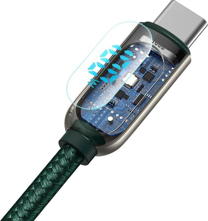 Produktbild Baseus Display Fast Charging Data Cable Type-C to Type-C 100W 2m Green (2 m, USB 2.0)
