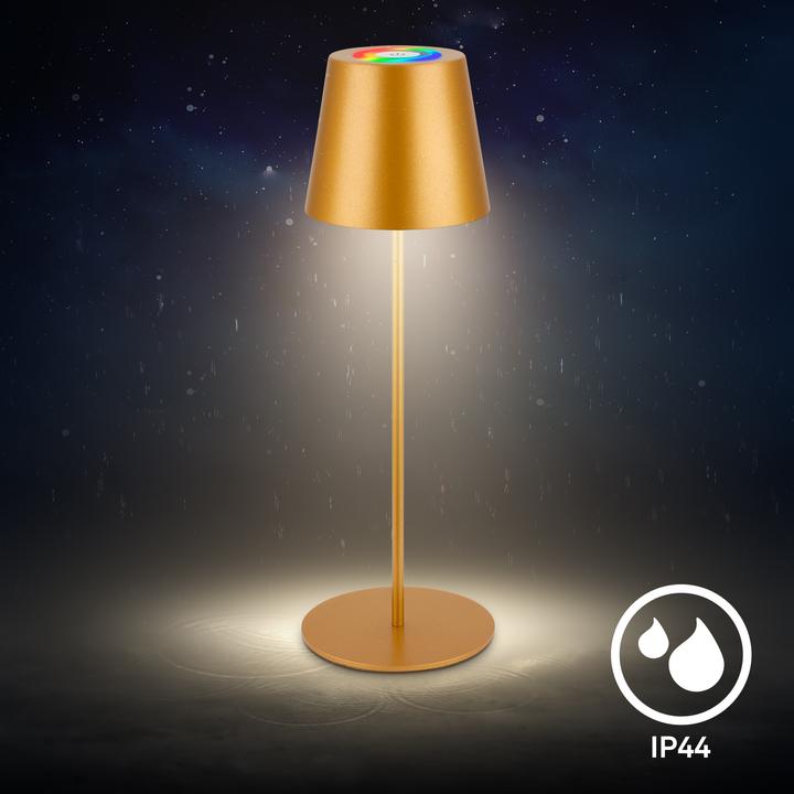 Produktbild Briloner RGB/W Accu table lamp, IP44, 2,5W, gold coloured incl. bottle cap