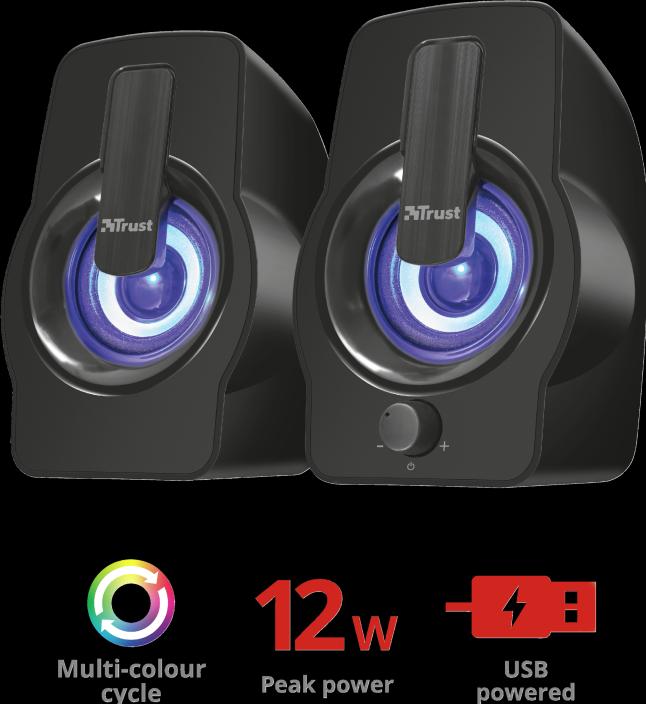 Produktbild Trust Lautsprecher||Gemi RGB|PMPO 12 Watt|1xAudio-In|Schwarz|22948