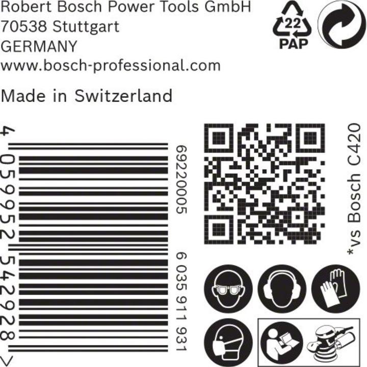 Immagine prodotto Bosch Professional Zubehör Expert C470 Carta vetrata senza fori per smerigliatrici angolari e trapani, 125 mm, G 120, 50 pezzi. (120)