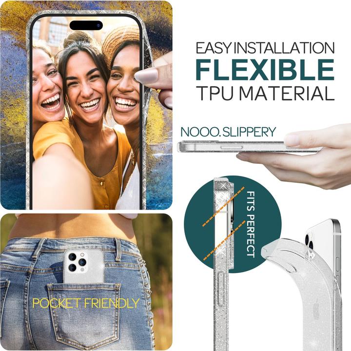 Produktbild Nalia Klare Glitzer Silikon Hülle (Apple iPhone 15 Pro Max)