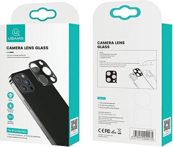 Actual product image Usams Camera Lens Glass iPhone 12 Pro Max metal niebieski/blue BH707JTT04 (US-BH707) (1 Piece, Apple iPhone 12 Pro Max)