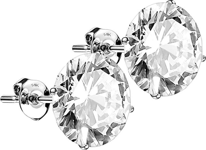 Produktbild Star Piercing Ohrstecker 14k weissgikd mit rundem Kristall silber (ohne Messing, 14k Gold)
