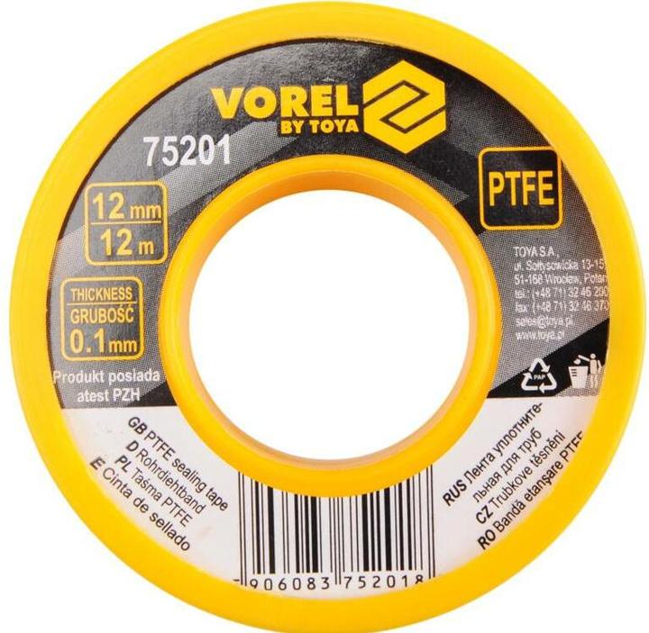 Produktbild Toya Vorel Teflon -Klebeband 12m x 12 mm x 0,1 mm 75201 (12 mm)