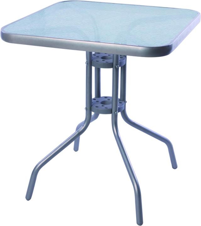Mojawo Bistrotisch Balkontisch Glastisch Gartentisch Tisch Silber Glas Metall 60x60cm (60 cm)