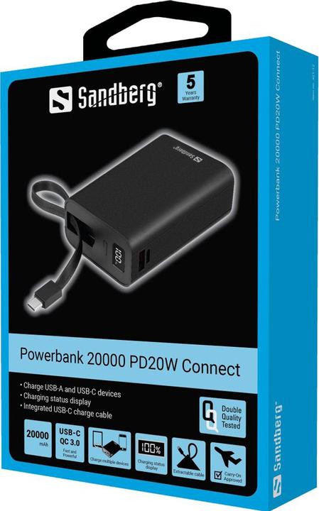 Produktbild Sandberg Powerbank 20000 PD20W Connect (20000 mAh, 20 W, 77 Wh)