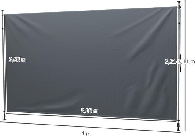 Produktbild Swisshandel24 Klemmmarkise mit Handkurbel höhenverstellbar inkl. Wandhalterung 400 cm, Dunkelgrau (4 m)