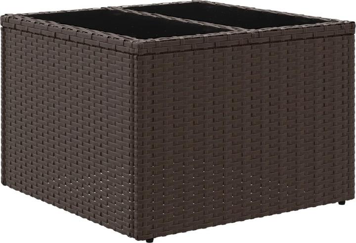 Produktbild VidaXL Gartentisch mit Glasplatte Garten Tisch Couchtisch Braun Poly Rattan (55 cm)