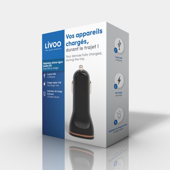 Image du produit Livoo Double chargeur de voiture USB