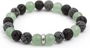 Beneto Beaded bracelet made of lava stone and aventurine MINK99 - Length: 17 cm (17 cm, Lava Stein, Aventurine)