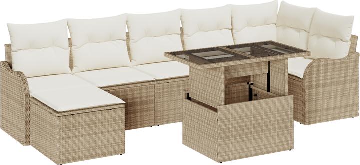 Actual product image VidaXL 8-piece garden sofa set with cushions Beige poly rattan