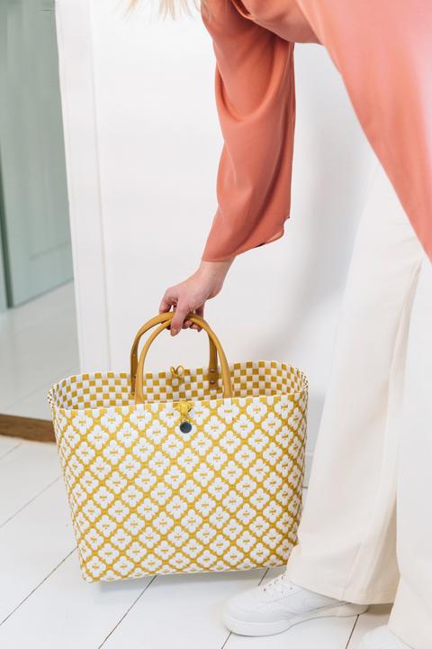 Produktbild Handed by Motif Bag Shopper L mustard with white pattern