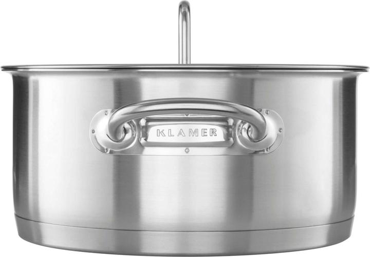 Actual product image KLAMER Topf-Set 5-tlig. mit Glasdeckel, Induktion, unbeschichtetes Edelstahl Profi-Kochtopfset (23 cm, Pan set + pot set, Stainless steel)