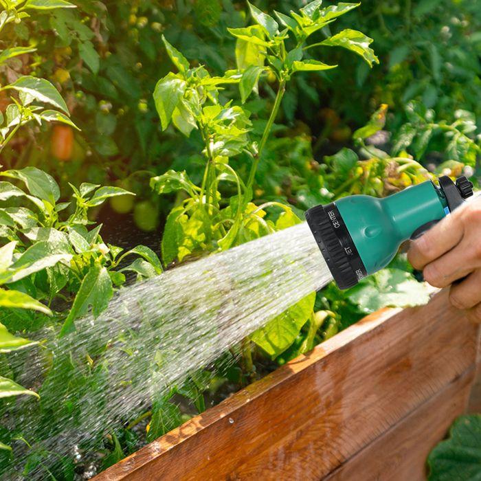 Immagine prodotto Swisshandel24 Schlauchtrommel mit Gartenschlauch 25m, Wandmontage, automatische Aufrollung, Handbrause, Grün+Grau (25 m)