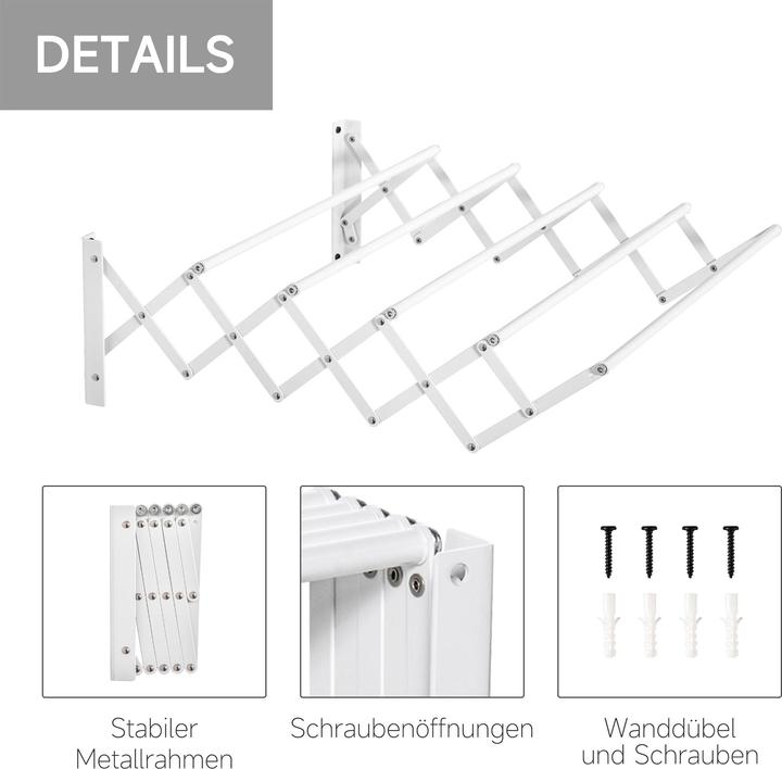 Produktbild Homcom Wäscheständer mit Wandmontage und zusammenklappbar