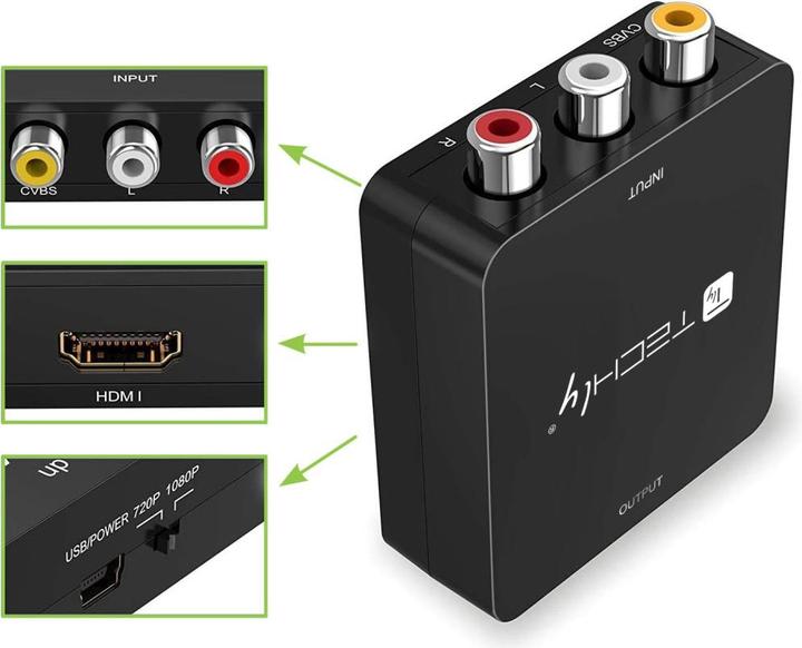 Immagine prodotto NoName Convertitore audio e video composito AV da 3x RCA a HDMI 1080p