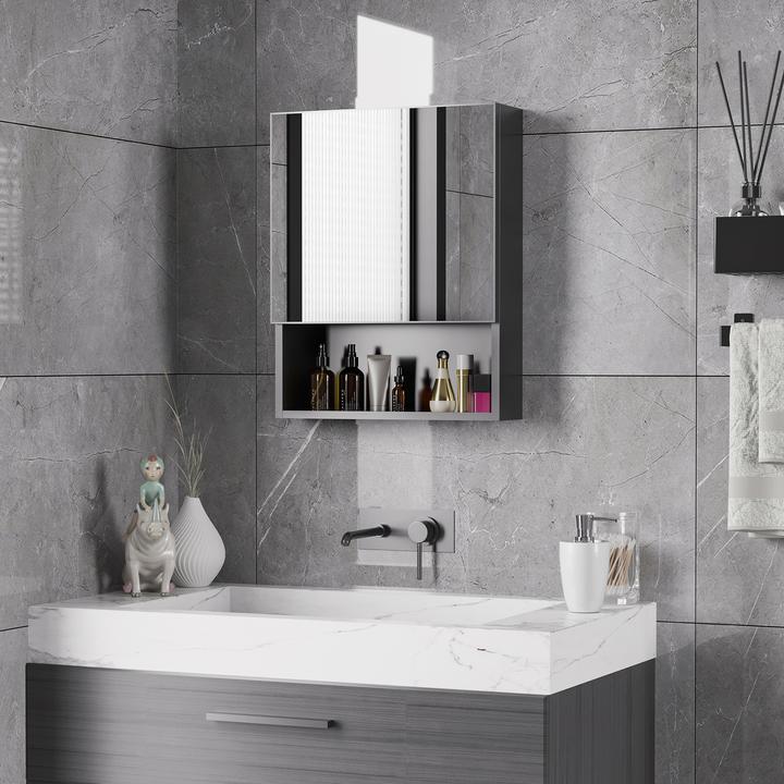 Immagine prodotto Kleankin Armadio a specchio con un'anta e uno scomparto extra (46 x 13,5 x 58 cm)