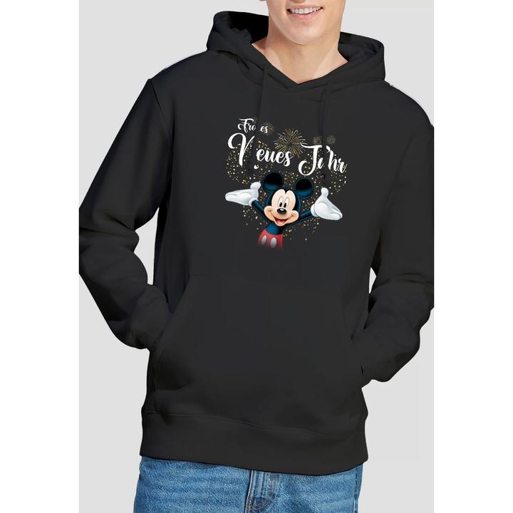 Actual product image Disney Mens German Mickey Mouse Fireworks New Year Hoodie (S)