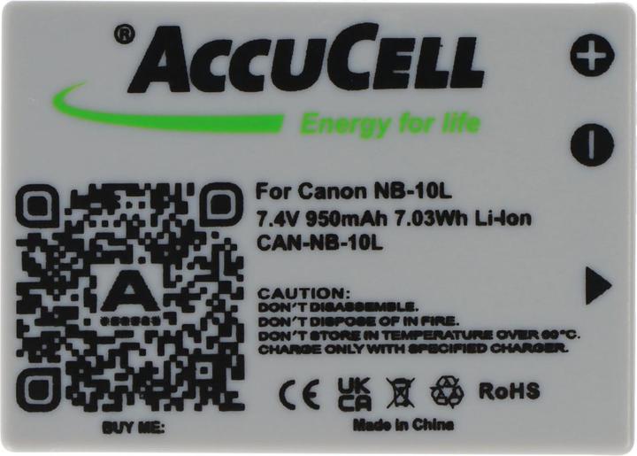 Actual product image AccuCell Battery Canon NB-10L, PowerShot SX40 HS