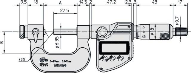 Actual product image Mitutoyo Digital micrometer for thread measurements, measuring range: 0-25 mm (2.50 cm)
