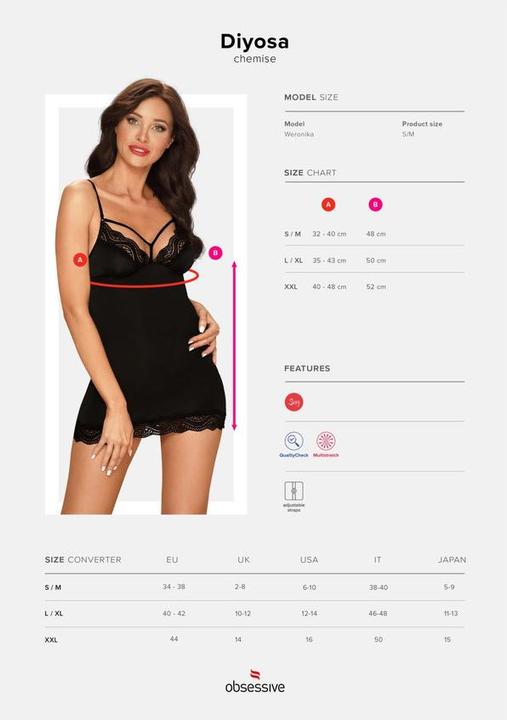Produktbild Obsessive Diyosa Negligé mit sexy Tanga (S/M)
