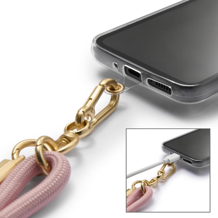 Produktbild Hama Handyband zum Umhängen, universal, verstellbar, Karabiner, 2 m, Nude/Gold