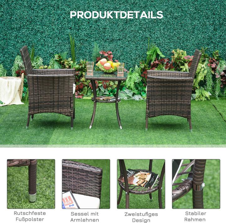Produktbild Outsunny Rattan-Sitzgruppe als 3-teiliges Set