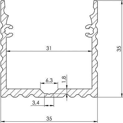 Actual product image LEDsON Powerline - Aluminium Profile For LED Strips - Width 35 mm - Anodised Aluminium - Silver - 2 m (200 cm)