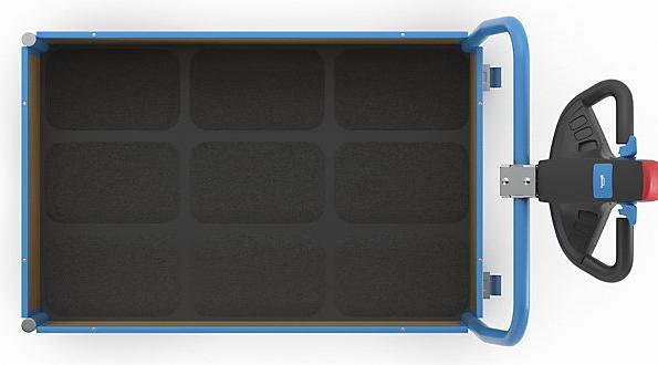 Actual product image eurokraft pro Platform truck with electric drive, 4 half height MDF panels, LxWxH 1370 x 700 x (500 kg)