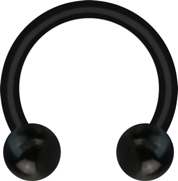 Star Piercing Micro Circular Barbell schwarz mit zwei Kugeln (ohne Messing, Bioflex)