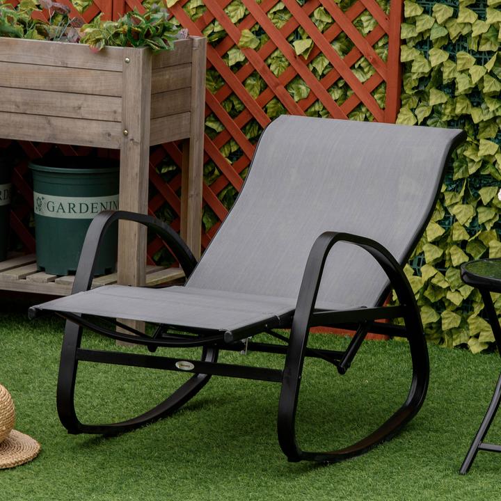 Produktbild Outsunny Schaukelstuhl mit verstellbarer Rückenlehne und Fussstütze (90 cm)