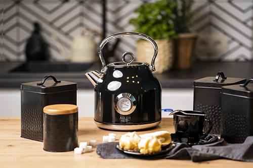 Produktbild Adler AD 1346b Kettle with a Thermomete, Electric, Power 2200 W, Capacity 1.7 L, Black (1.70 l, EU-Stecker)